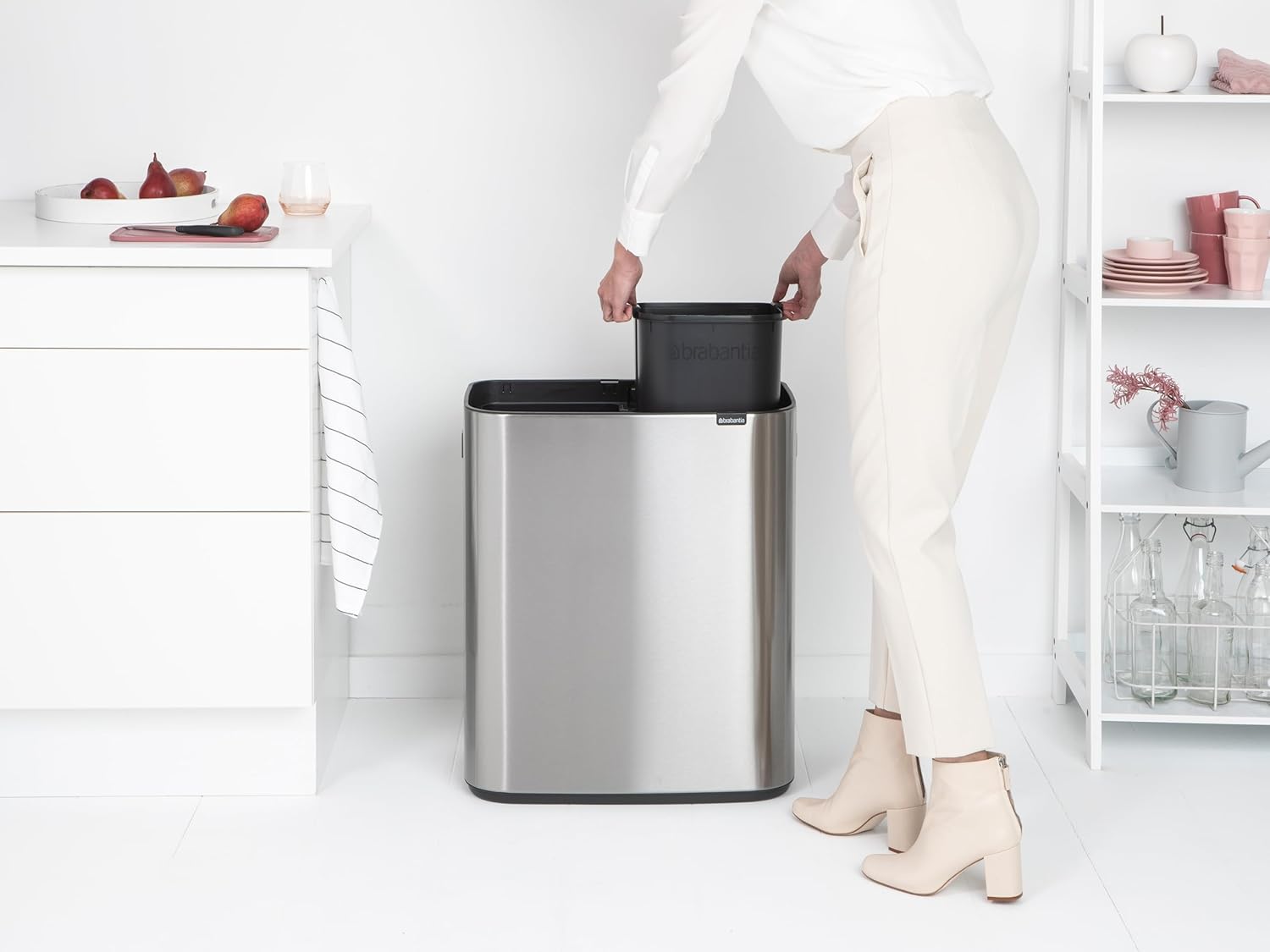 Brabantia Abfalleimer, Stahl matt, Anti-Fingerprint, 2 x 30 l