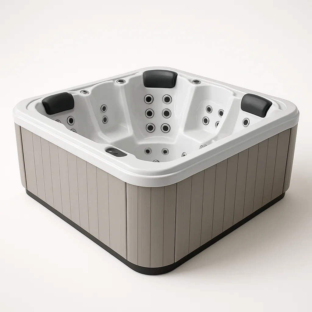 Spas rigides 200 x 200 x 80 cm, 3 places, carré, gris/blanc vXHaflE408FY