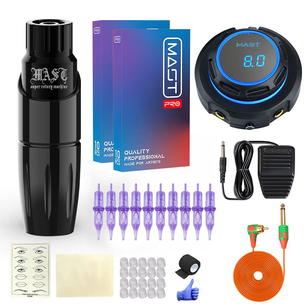 Mast Tour Tattoo-Maschinen-Set mit Tour Pen Rotationsmaschine und Halo Netzteil