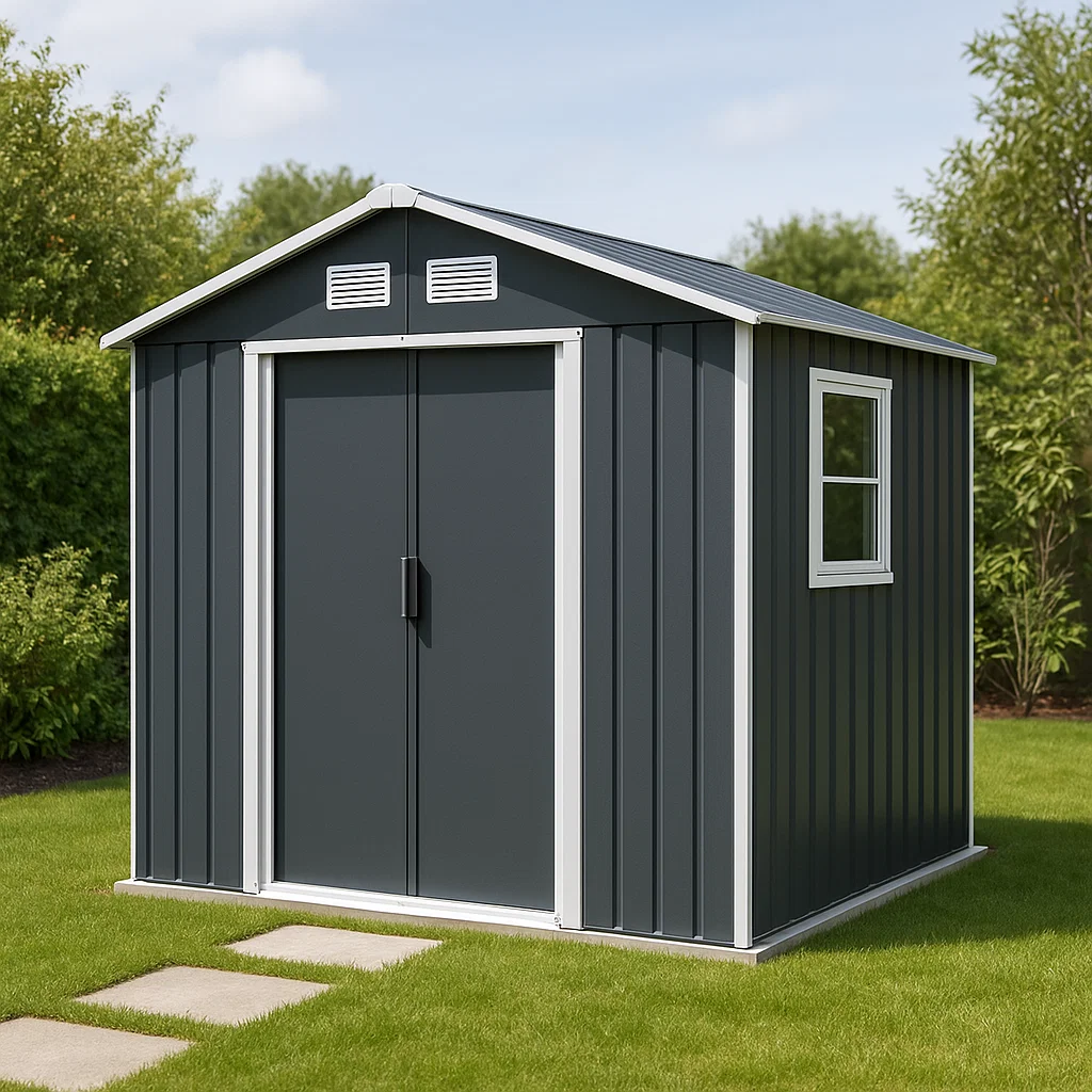 Abri de jardin en acier gris foncé pour usage extérieur, 213 x 187 x 230 cm jQOriSW167th