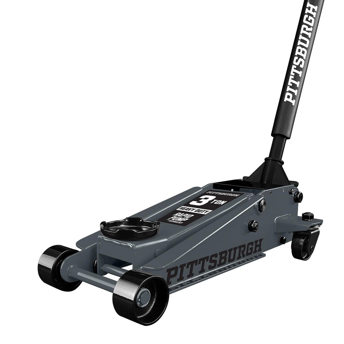 2025 PITTSBURGH 3-tons hydraulisk donkraft med hurtigpumpe. Skifergrå