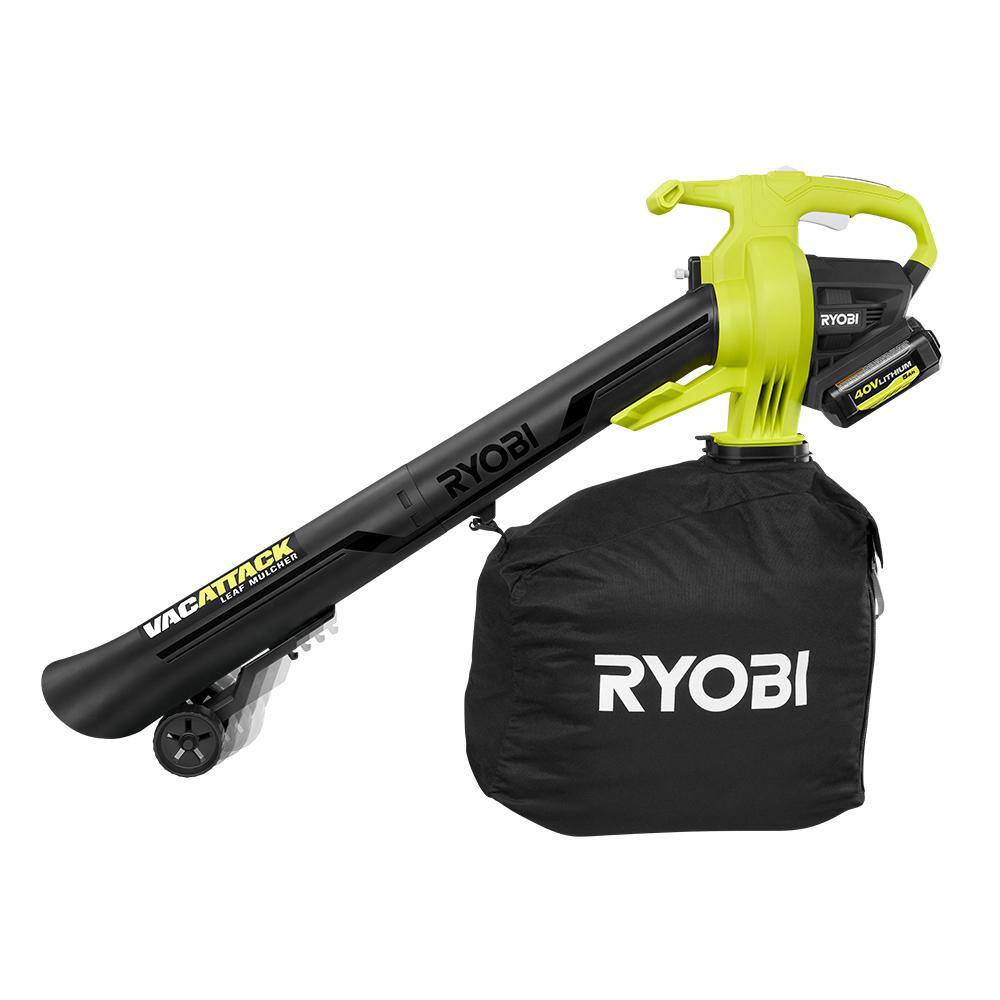 2025 RYOBI Aspirateur-souffleur sans fil 40V Vac Attack aveRYOBI Trådløs Støvsuger-Souffler 40V Vac Attack med makuleringsfunktion. (2) 5,0 Ah batterier og oplader - Model c Fonction Broyeur. (2) Batterier 5,0 Ah og oplader - Model RY40451-2B