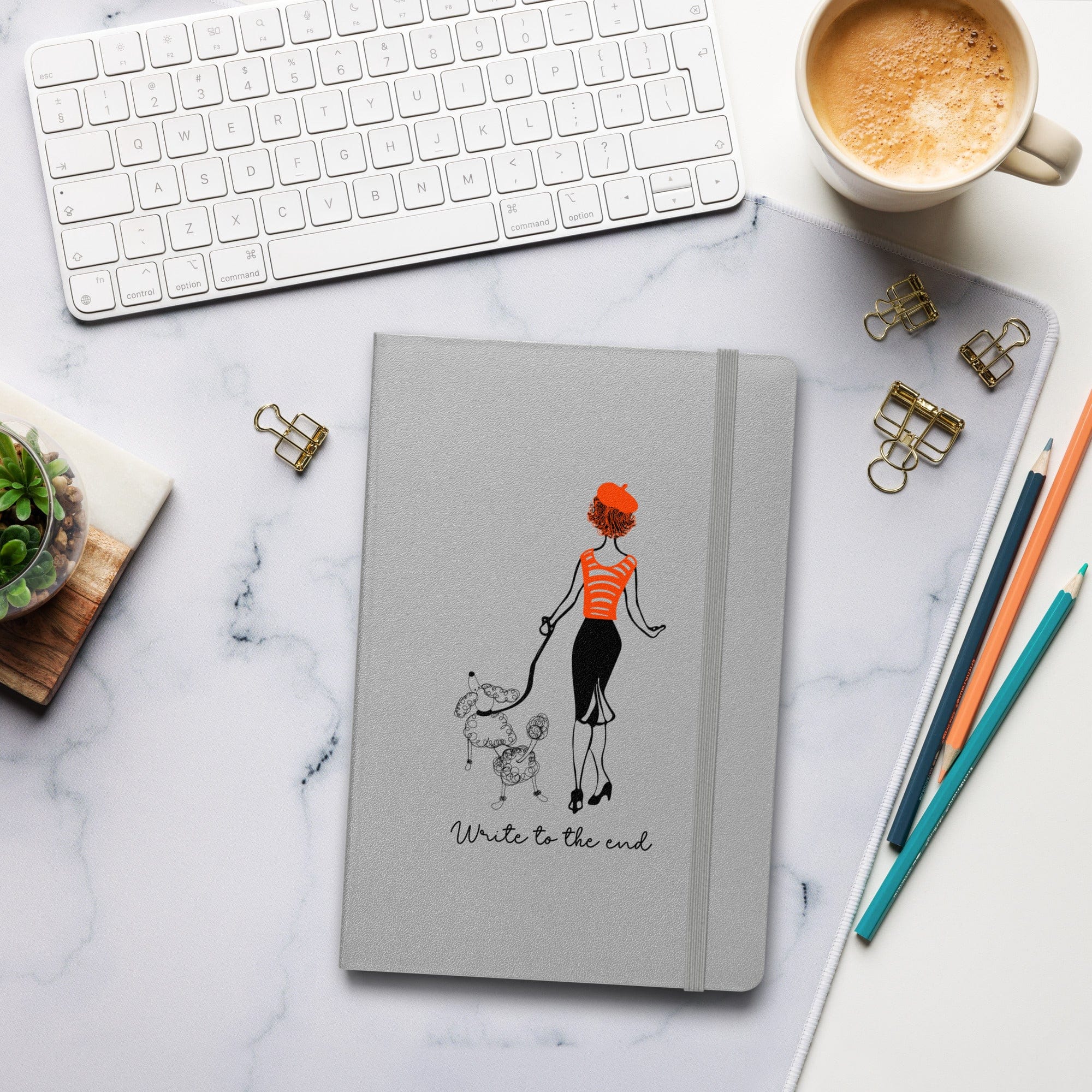 Write to the End Woman and French Poodle Hardcover Bound Journal