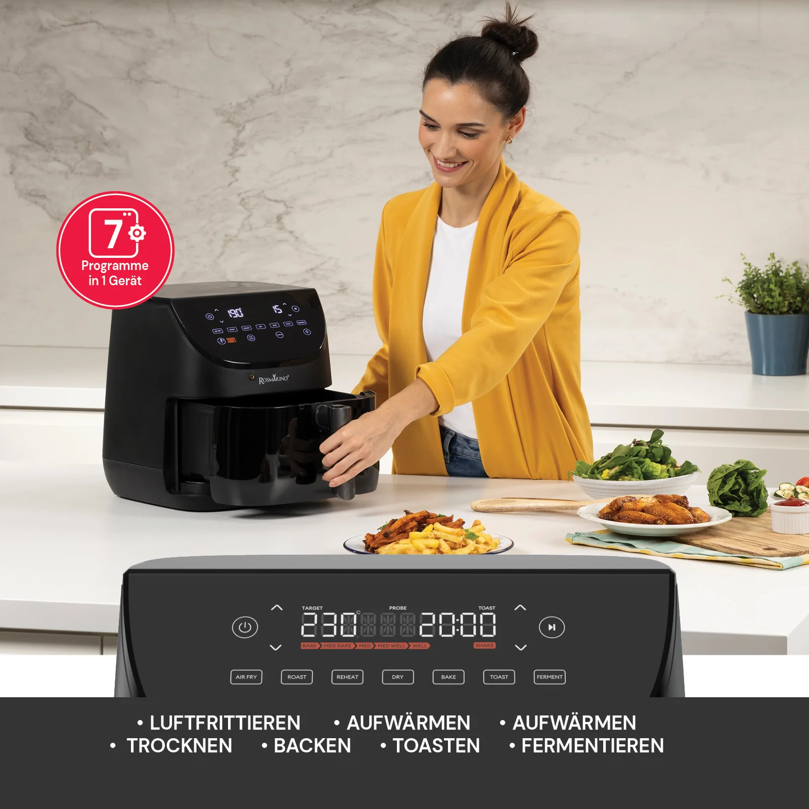 2025 Rosmarino TempSense Heißluftfritteuse – 6 L