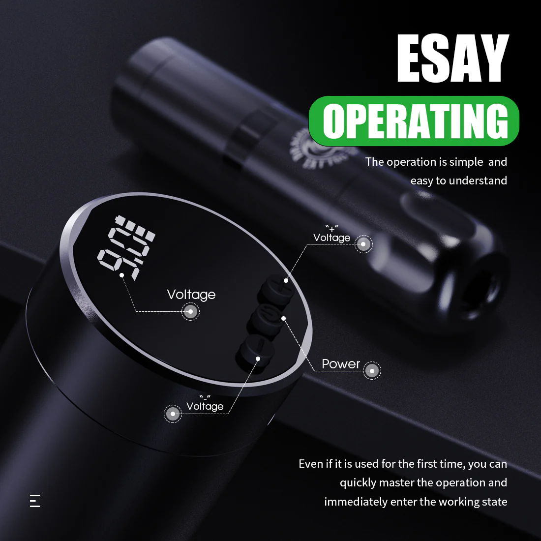 Dragonhawk X3 Akku-Tätowiermaschinen-Set mit 10 Kartuschen und zwei Flaschen schwarzer Tinte