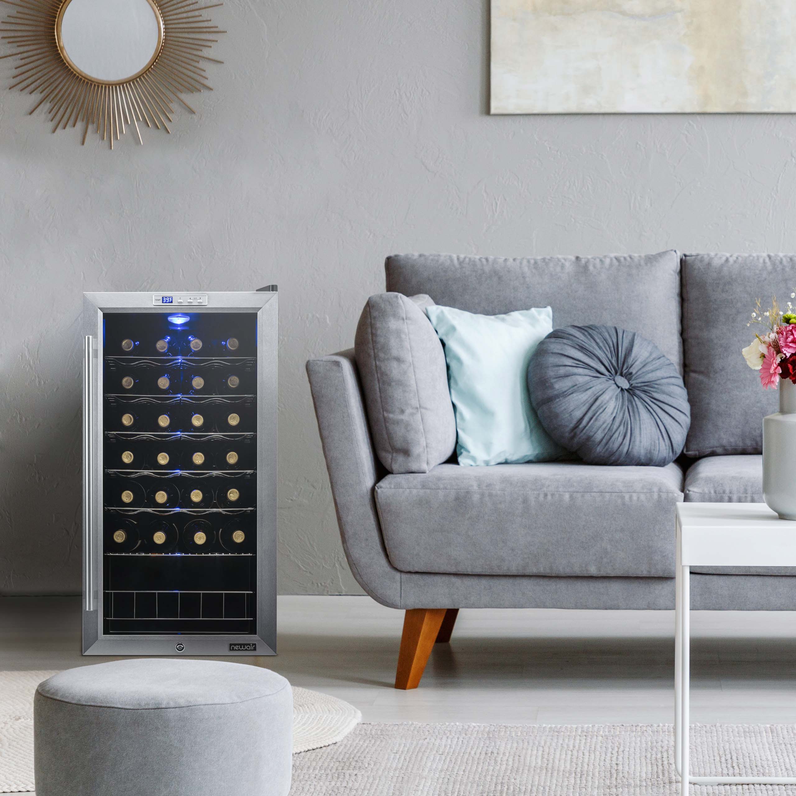 2025 Newair® Fritstående vinkøleskab i rustfrit stål – 27 flasker – 16,9