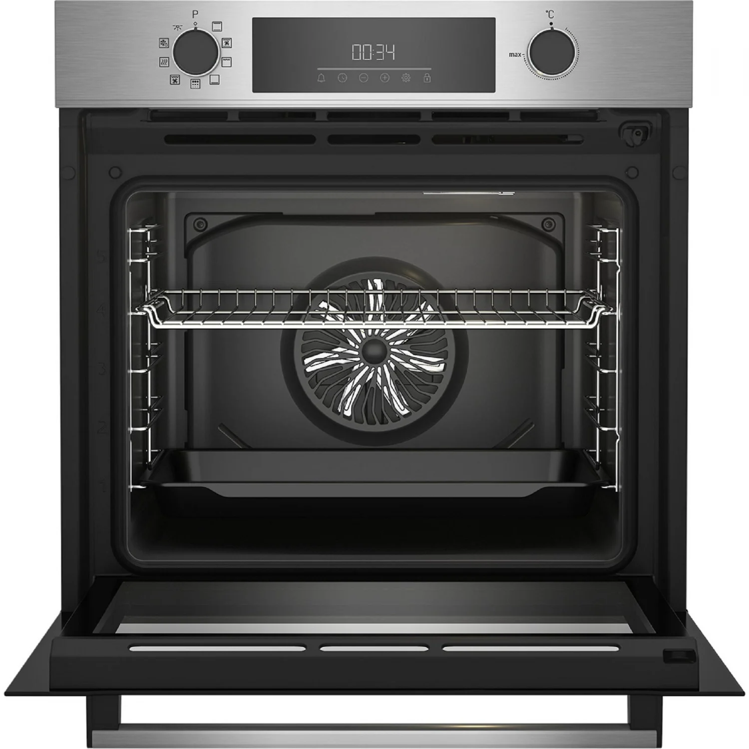 Beko BBIE12300XMP Multifunktionsbackofen, 2,6 kW, 72 l, Klapptür, 9 Kochfunktionen, Energieeffizienzklasse A – Edelstahl
