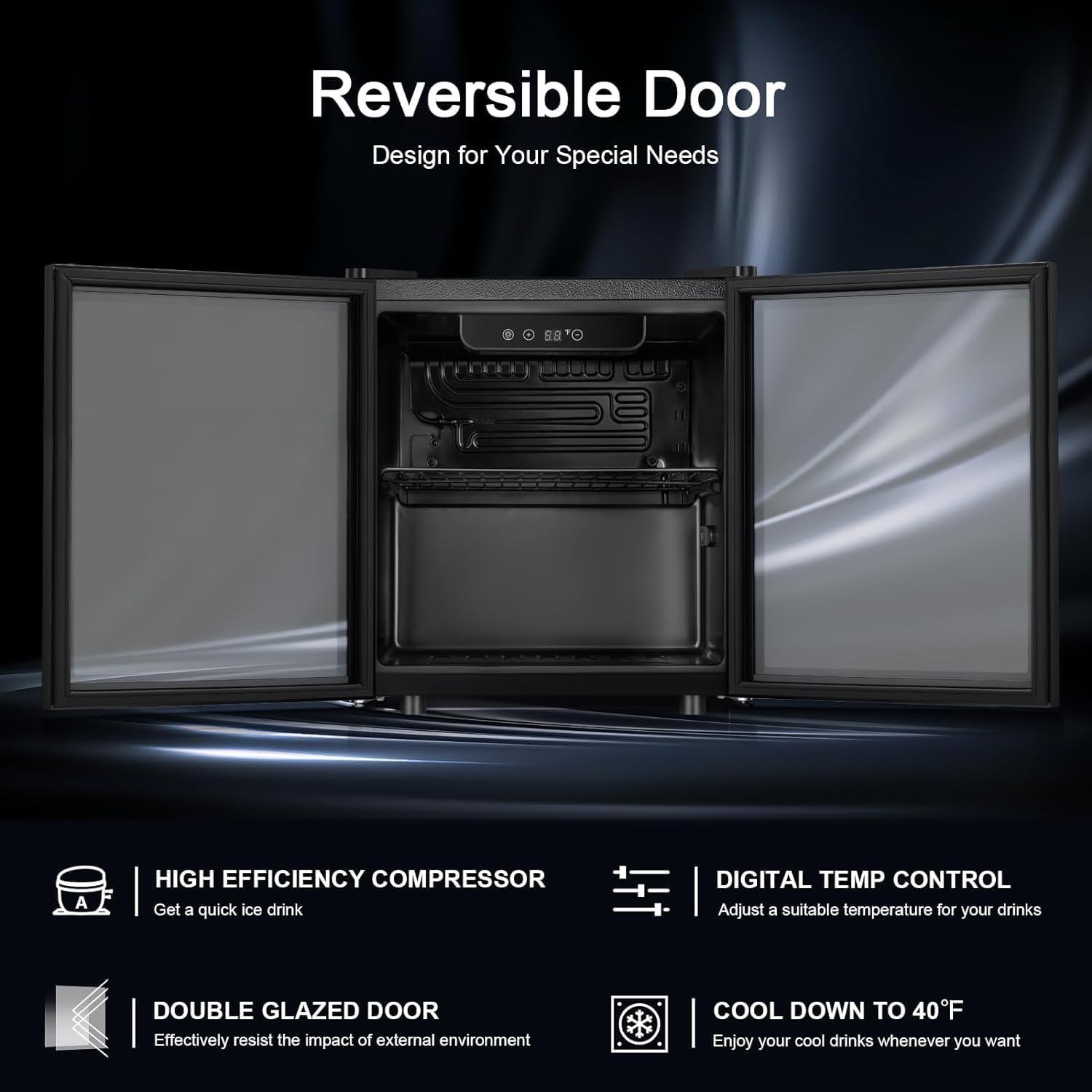 Cave à vin/réfrigérateur à boissons Antarctic Star 36 bouteilles, mini-cave à vin, réfrigérateur à bière et soda, fonctionnement silencieux avec compresseur, température réglable, autonome, noir, 4,4 pi³