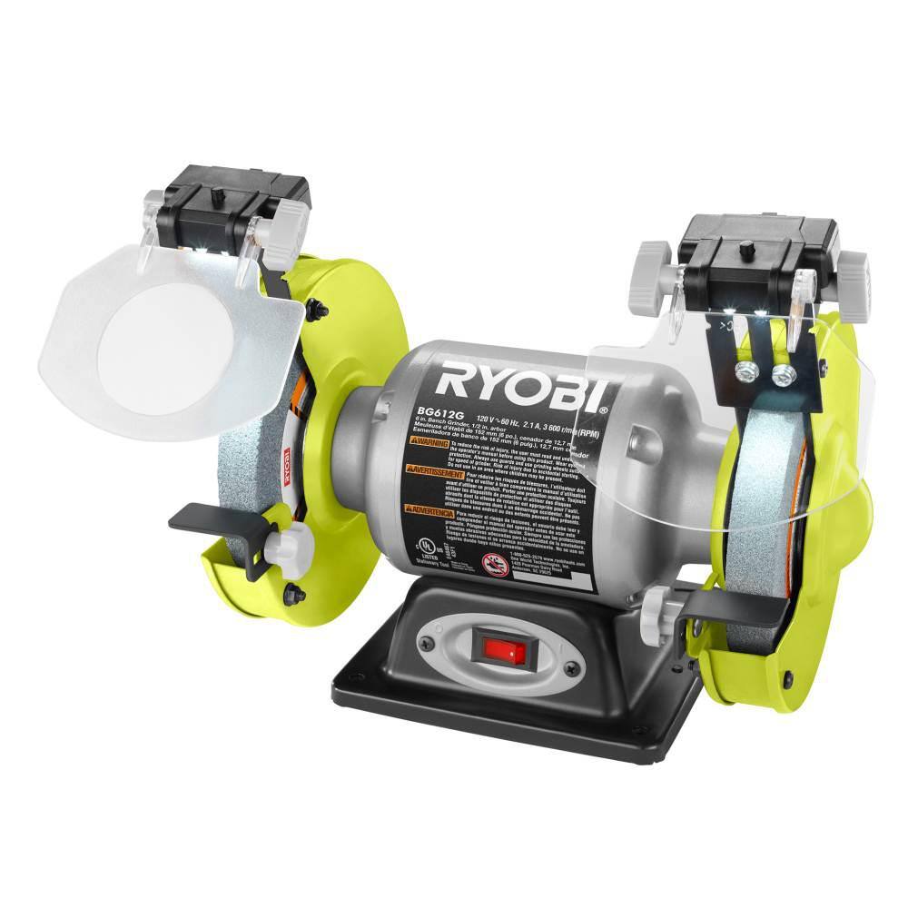 RYOBI 6" 2.1A bænksliber med LED-lys – Model BG612G