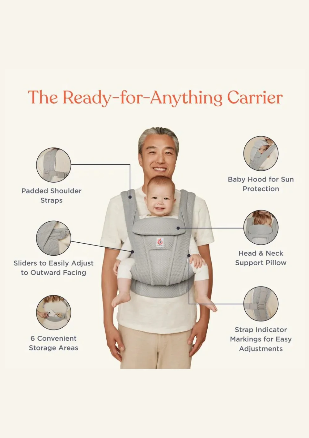 2025 'Omni Deluxe' Mesh Baby Carrier Grafitgrå