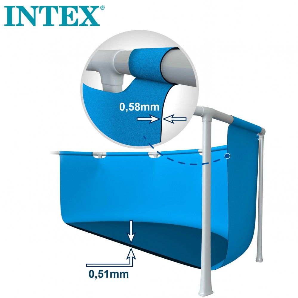 Piscine tubulaire circulaire amovible en PVC Intex grise 457 x 122 cm avec purificateur
