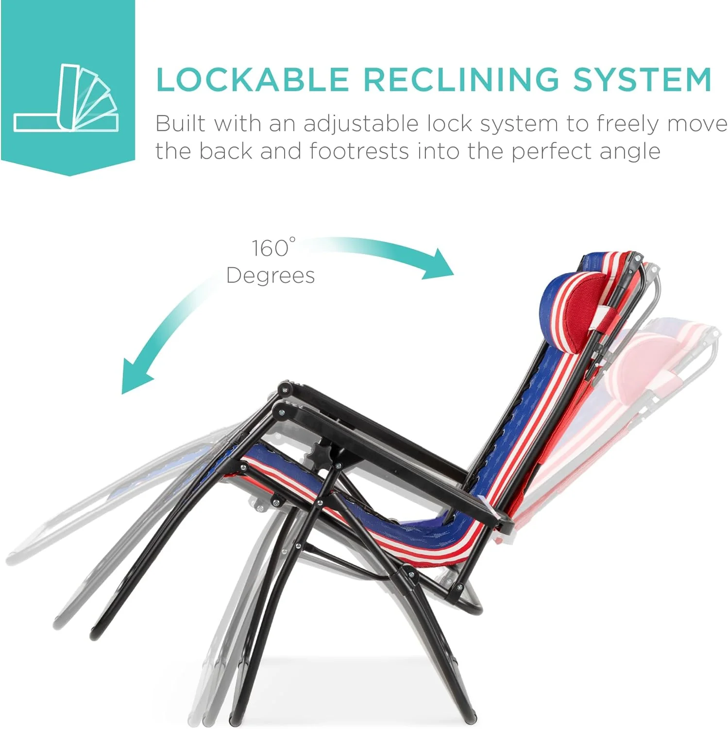 Bedste valg – Zero Gravity-lænestol til terrassen. Justerbar og foldbar udendørsstol med baldakin, nakkepude og sidebakke. Textilene – Påfugleblå