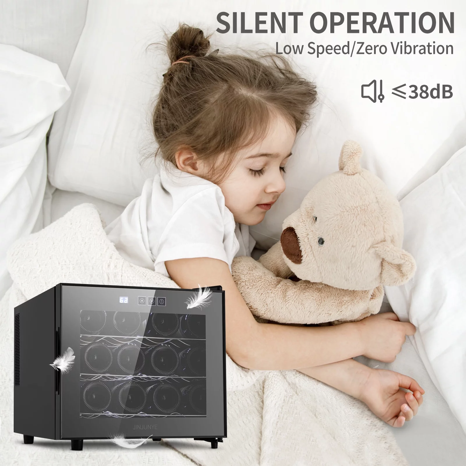 JINJUNYE Weinkühlschrank 2025. Kompakter Weinkühlschrank für 12 Flaschen. Mini-Weinkühlschrank für die Arbeitsplatte mit Temperaturregelung. Freistehender Weinkühlschrank mit Glastür für Zuhause, Büro und Bar. Geschenkidee für Männer