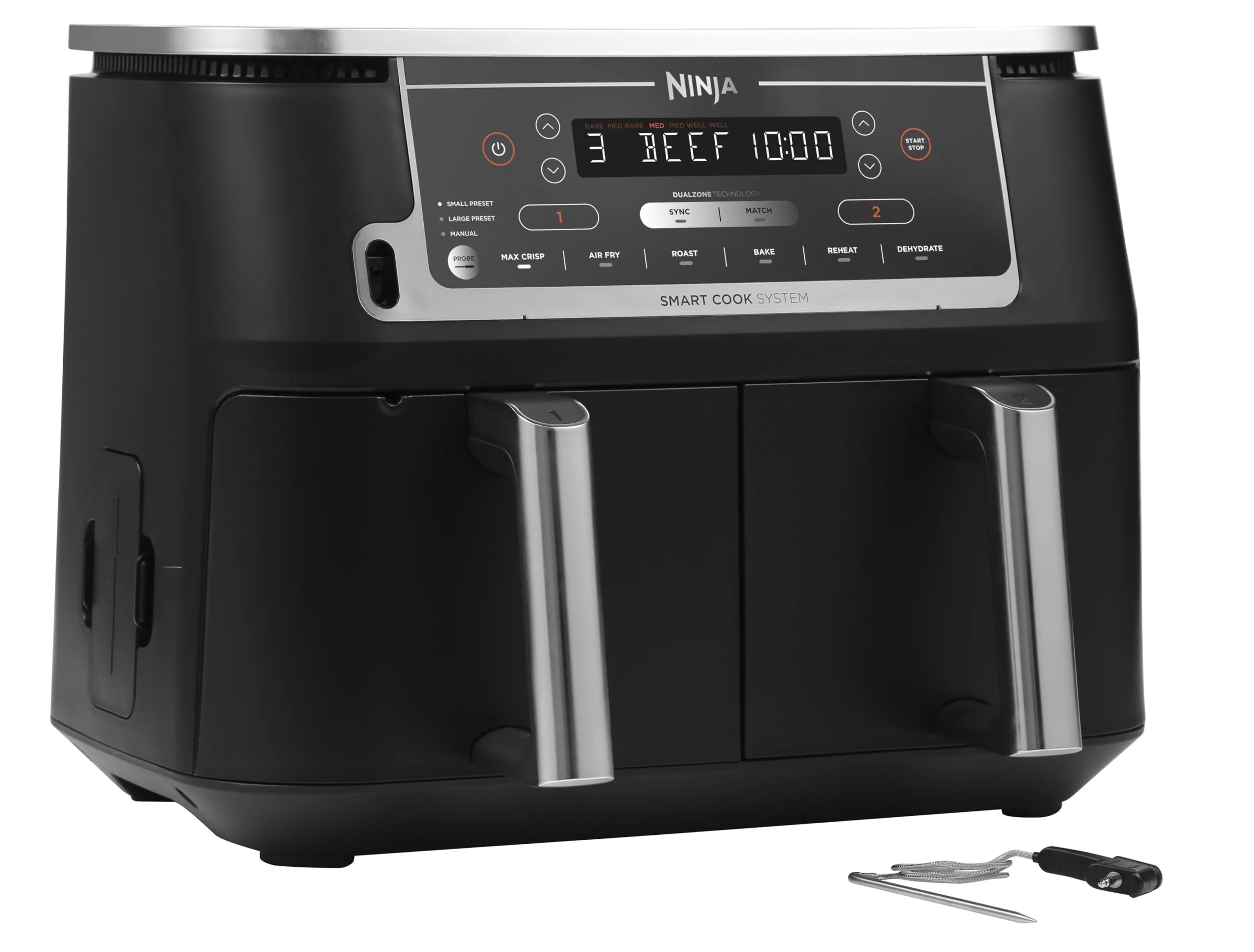 Ninja AF451EU Foodi Max Heißluftfritteuse, 9,5 l, 2470 W, LED-Touchscreen, Schwarz (Modelljahr 2025).