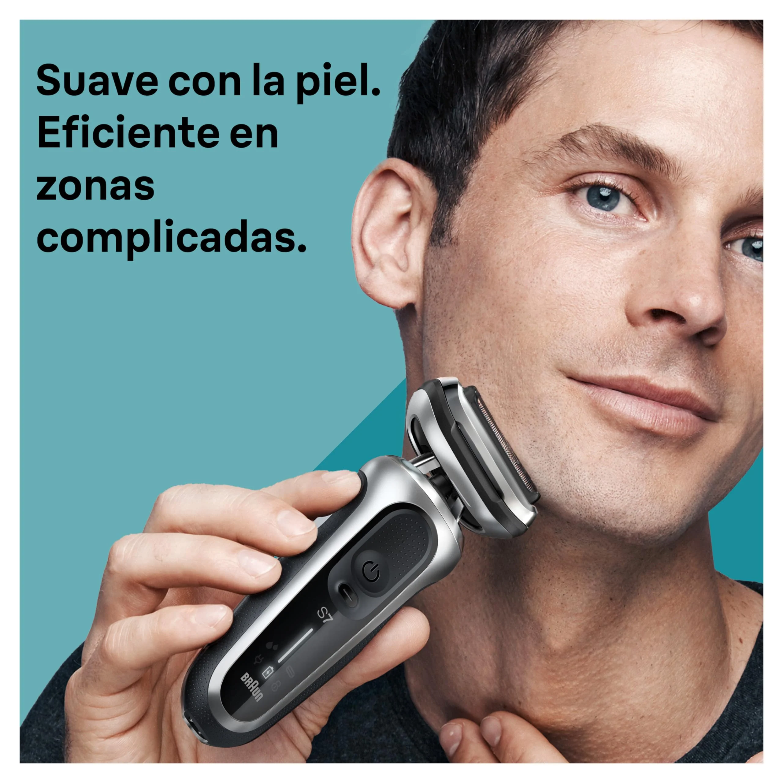 Braun Series 7 elektrisk barbermaskine til mænd. Skægtrimmer med præcisionstrimmertilbehør. Opladningsbase. Våd og tør brug. Genopladelig. Ledningsfri. 71-S4200cs. Sølv