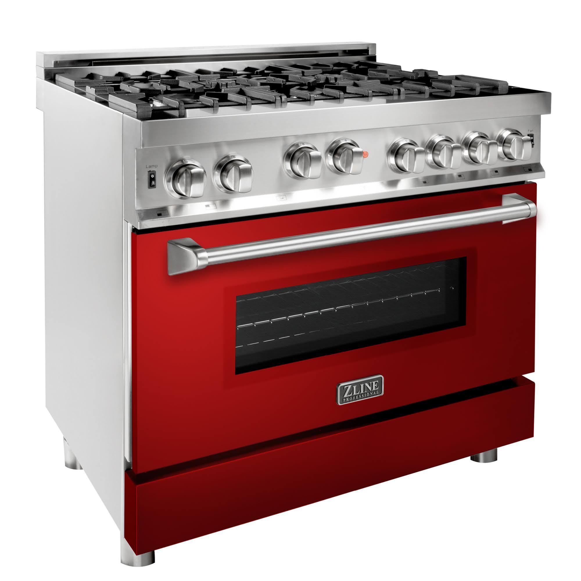 Cuisinière à gaz professionnelle 2025 de 91 cm (36 po) avec porte rouge vif
