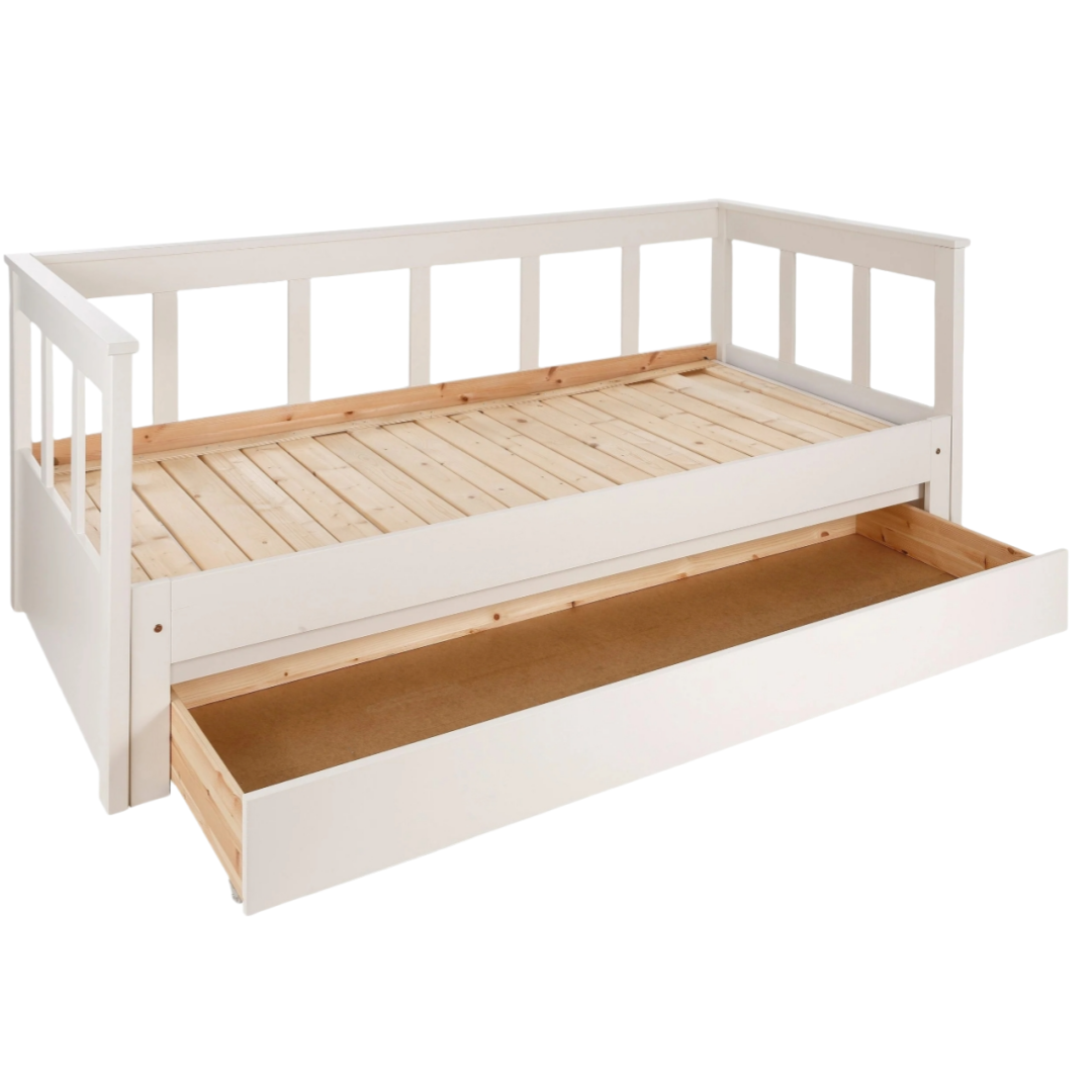 Aira sengeskuffe, lavet af massivt fyrretræ malet hvidt