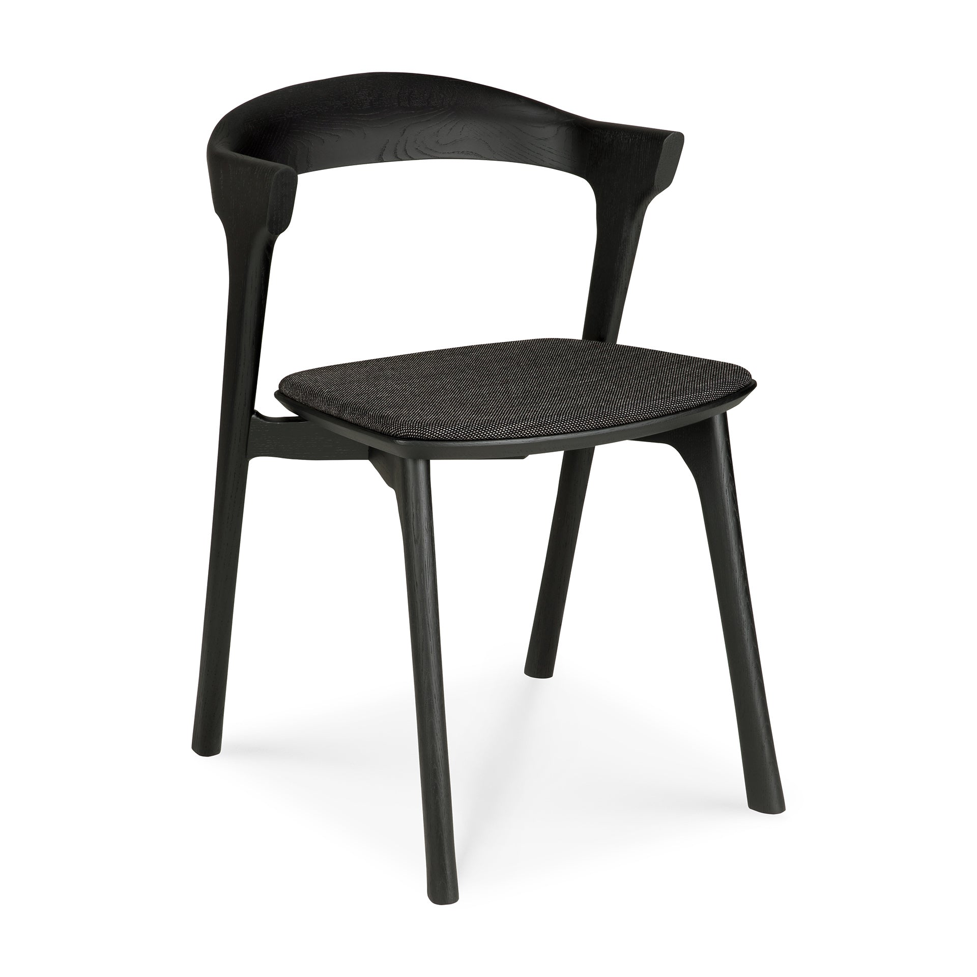 Silla de comedor Bok - Roble negro con tela negra suave