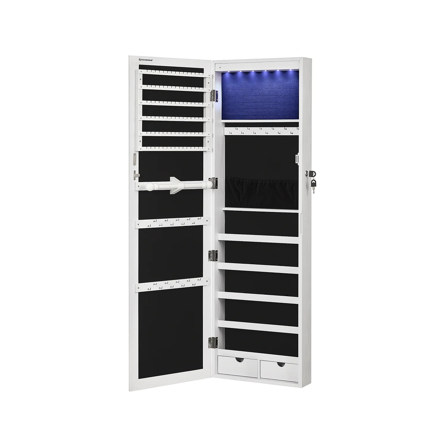 Hvidt spejl smykkeskrin til ophængning