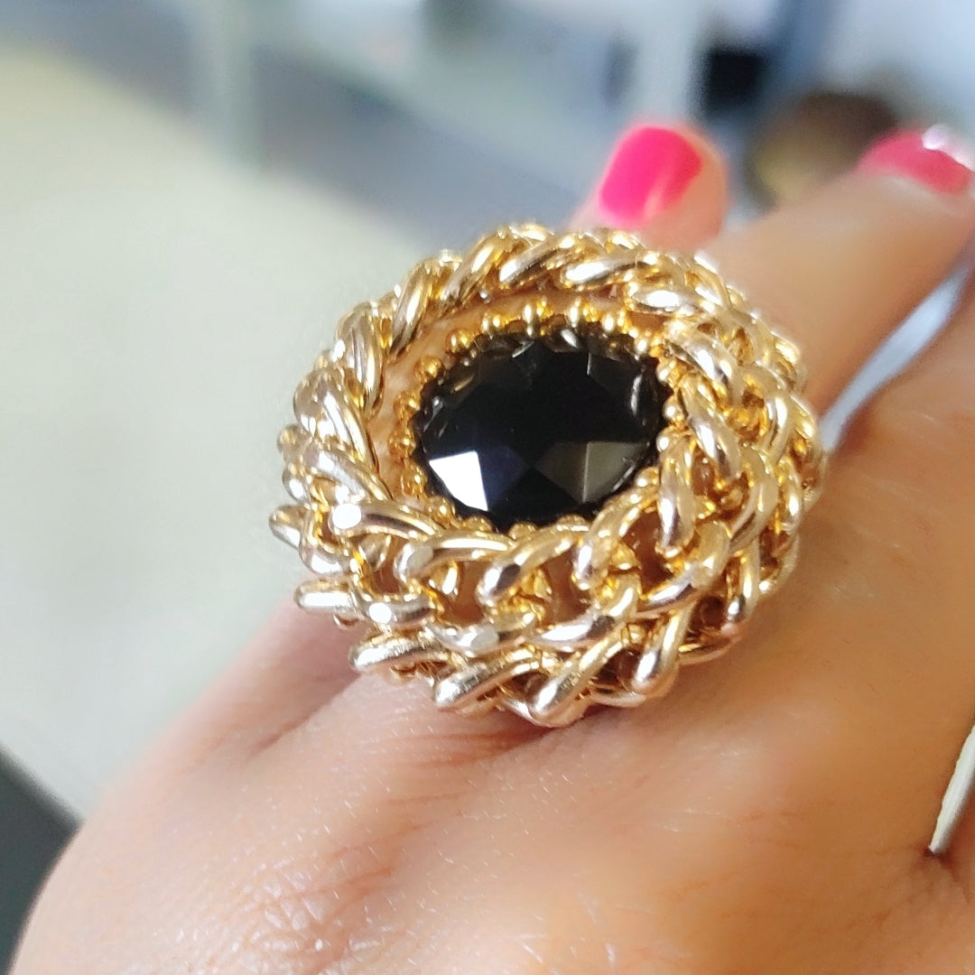 Rockabilly Black Gold Ring