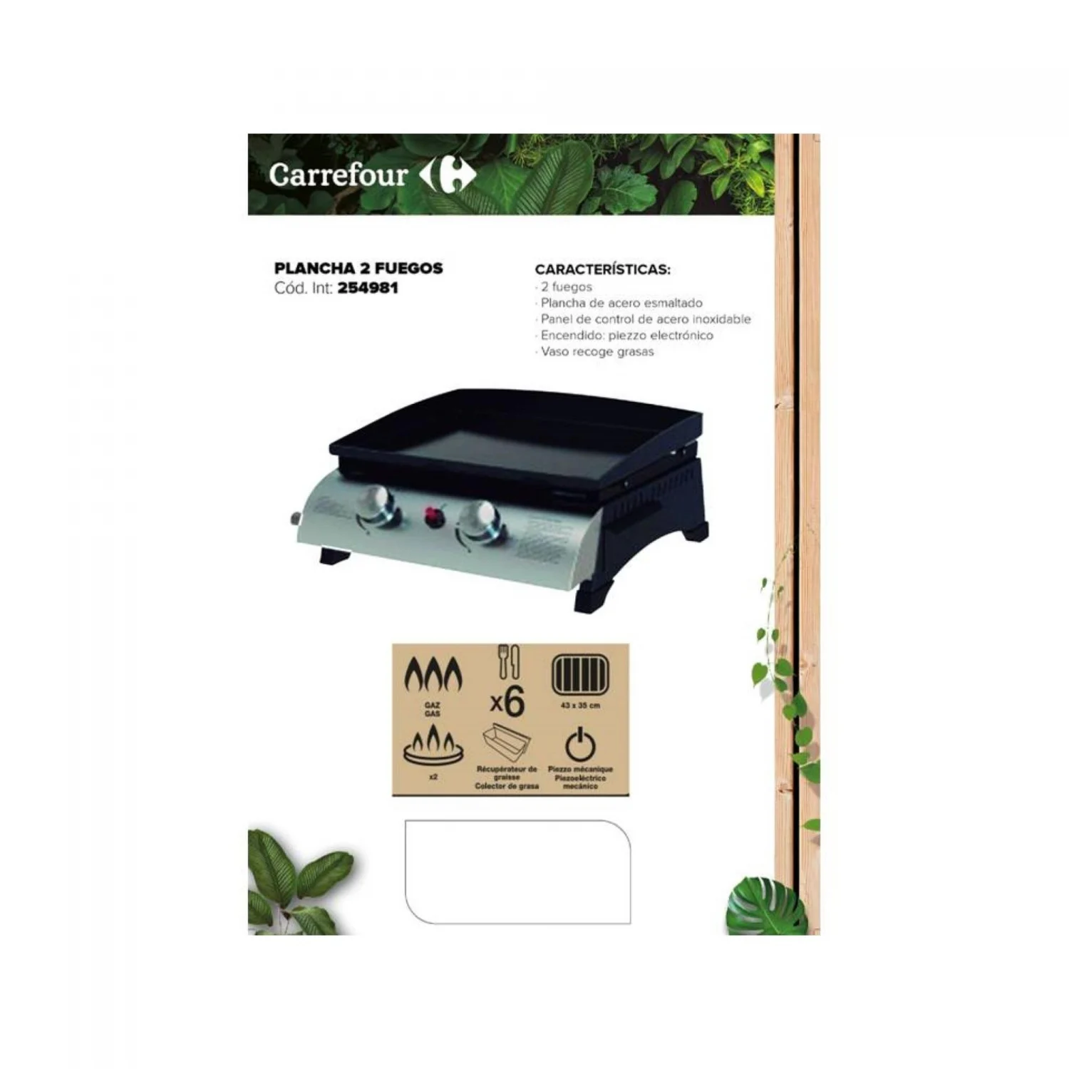 Gasgrillplatte mit 2 Brennern