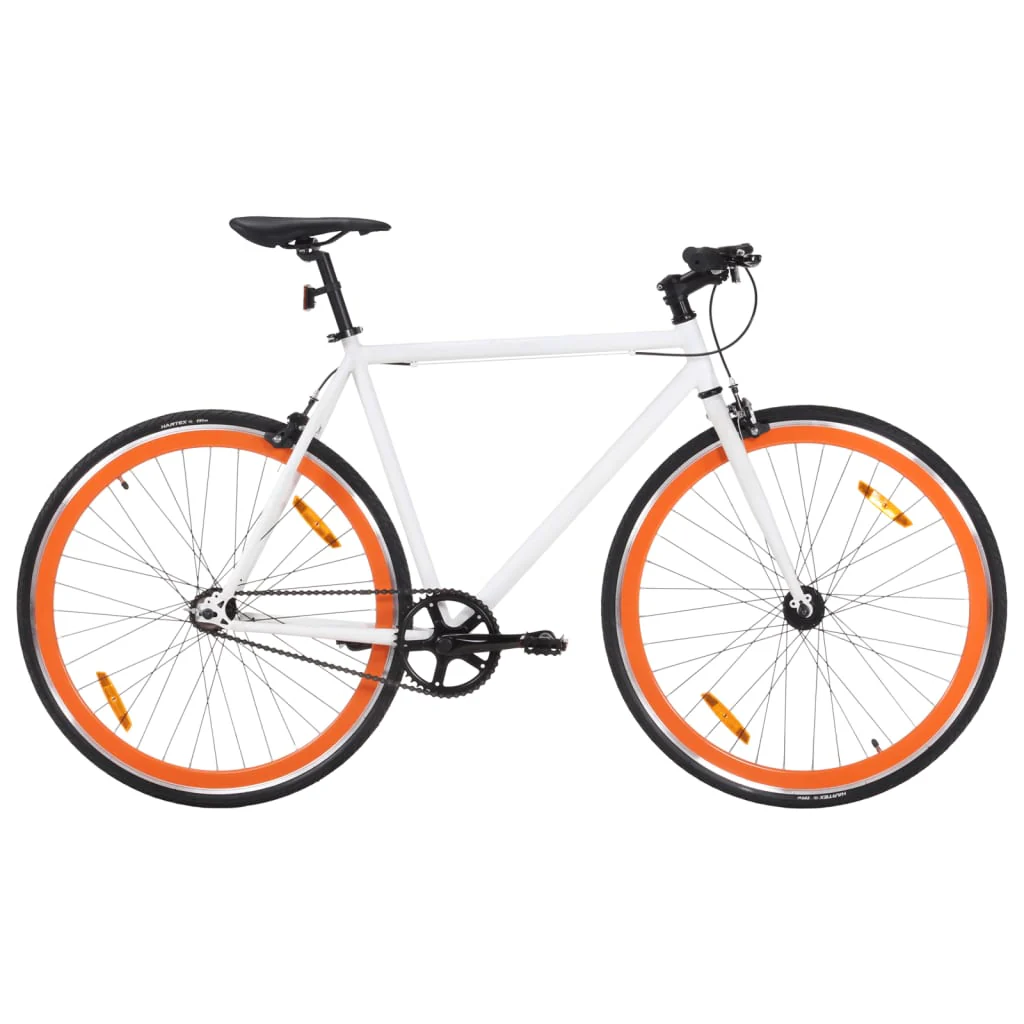 Vélo à pignon fixe blanc et orange 2025, 700c, 55 cm, v7225