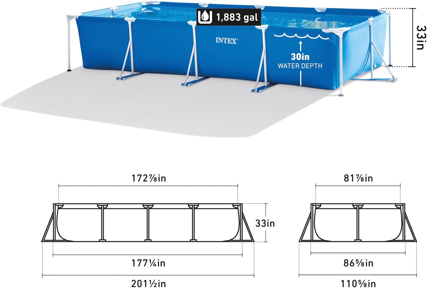 Intex 28271NP – Piscine amovible Small Frame 260 x 160 x 65 cm, 2 282 litres, bleue