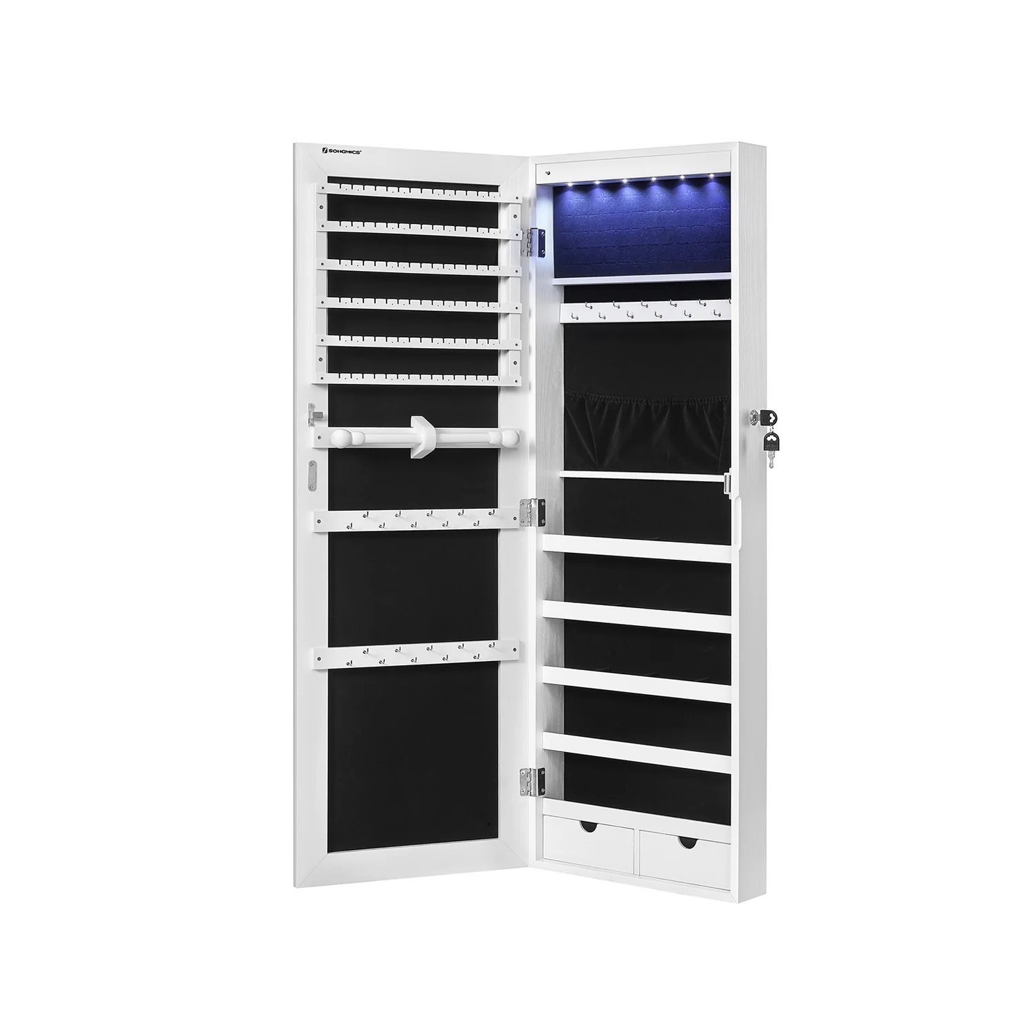 Hvidt spejl smykkeskrin til ophængning