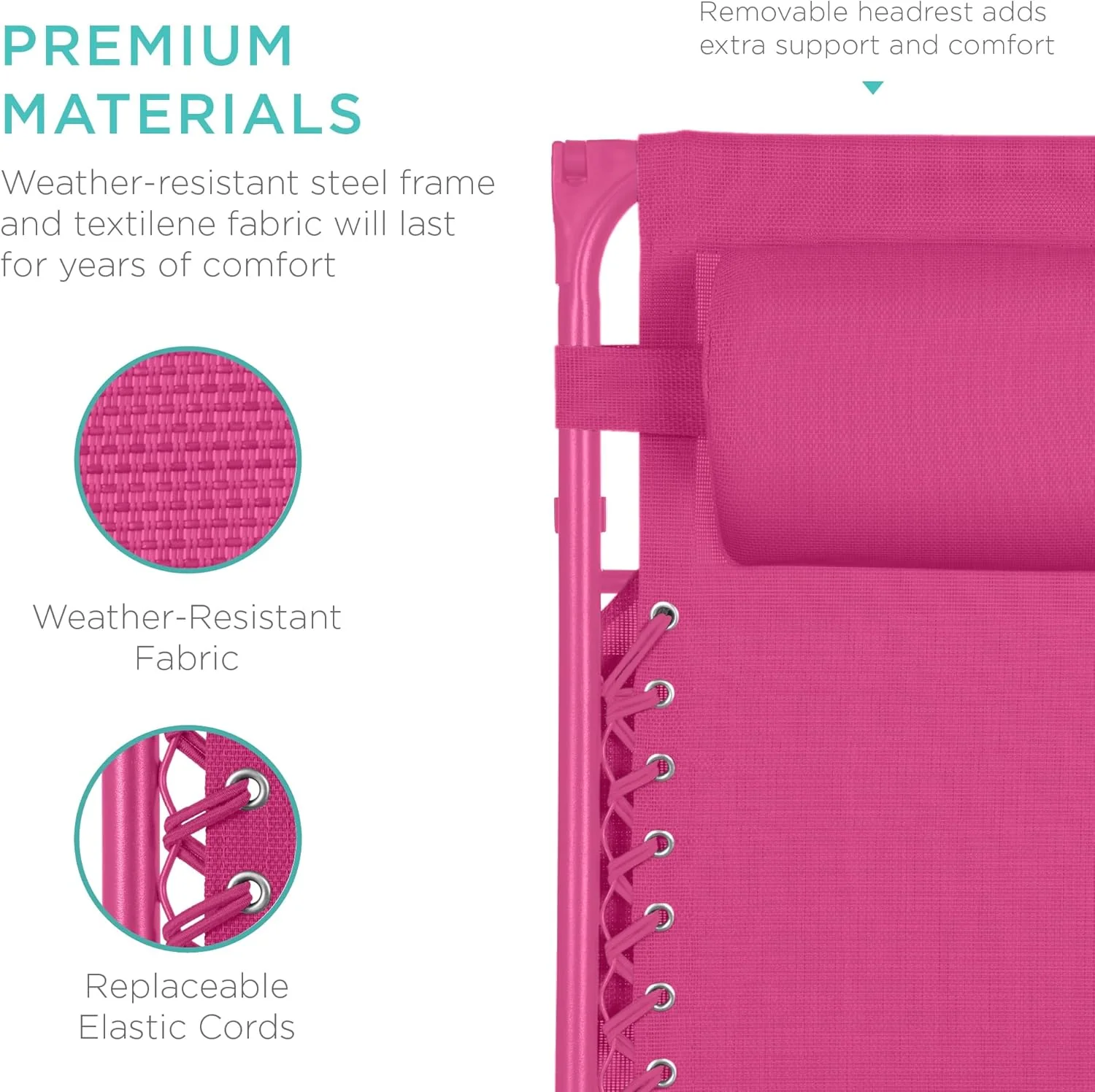 Bedste valg – Zero Gravity-lænestol til terrassen. Justerbar og foldbar udendørsstol med baldakin, nakkepude og sidebakke. Textilene – Påfugleblå