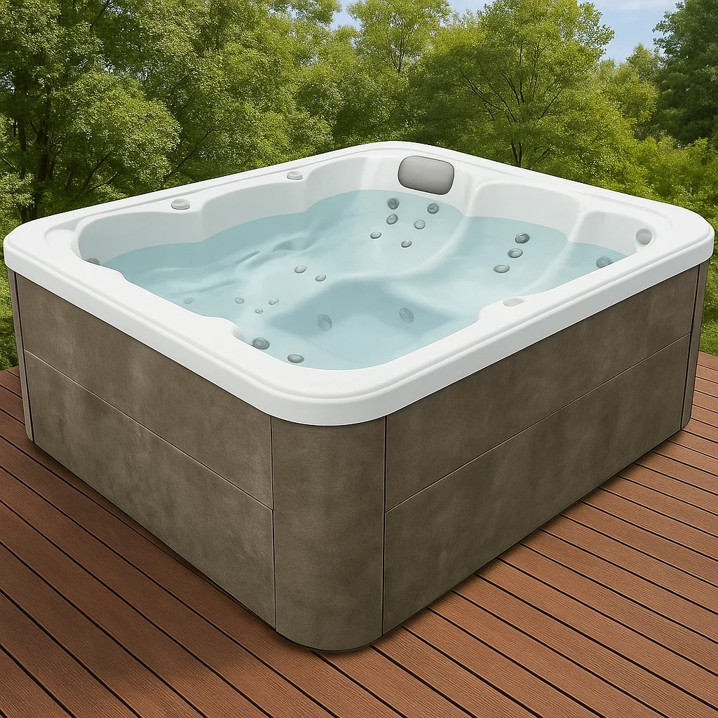 Spas rigides 215x215x95 cm 4 places rectangulaires blanc/gris vIqfKQt392Pv