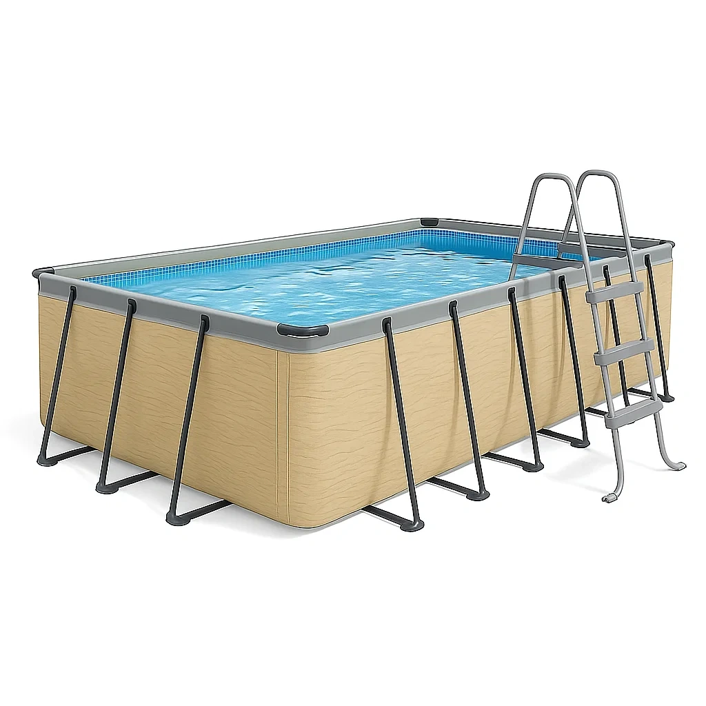 Piscine tubulaire rectangulaire amovible 532 x 265 x 119 cm Beige avec filtre et échelle SJwHrEE188bX