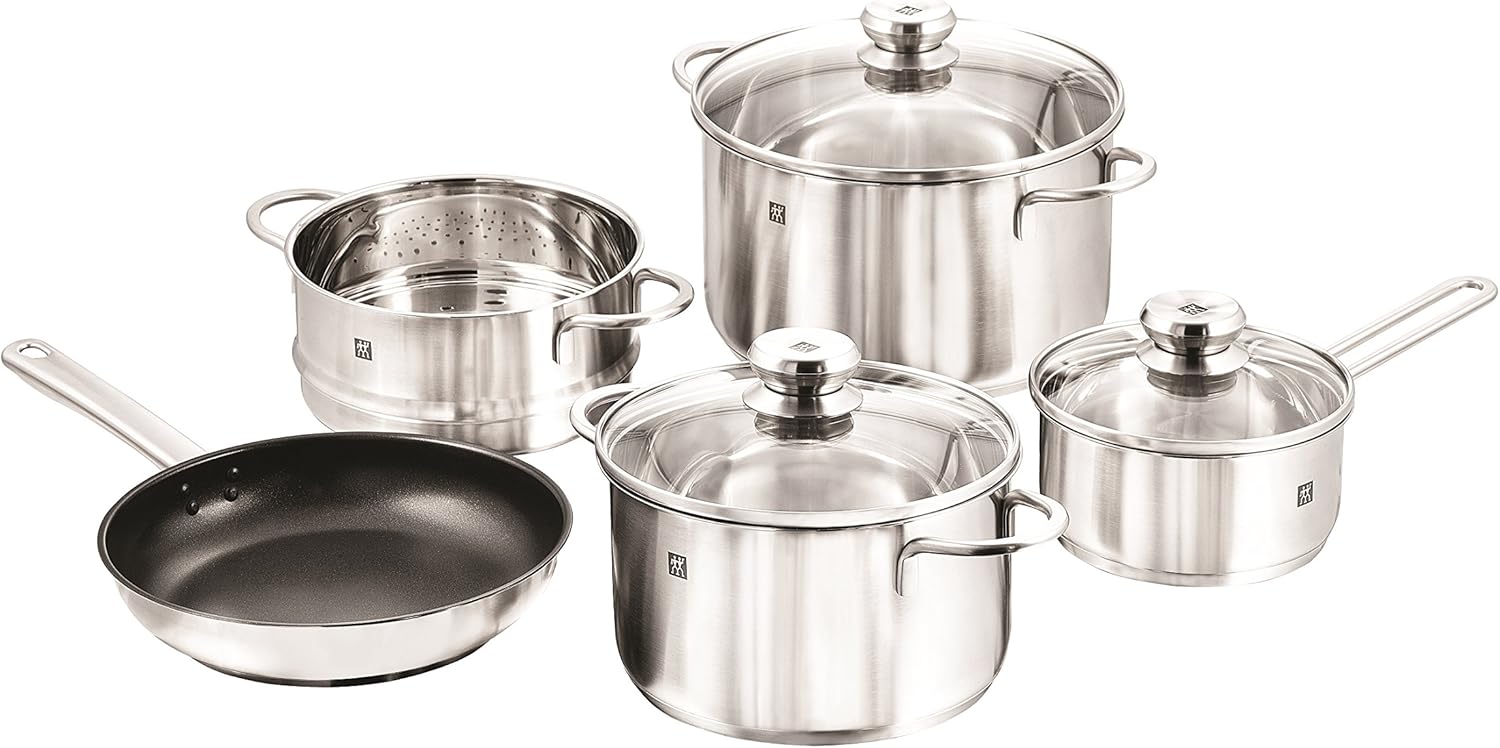 ZWILLING Flow Kochgeschirr-Set, 4 Deckel, induktionsgeeignet, Edelstahl, 5-teiliges Set