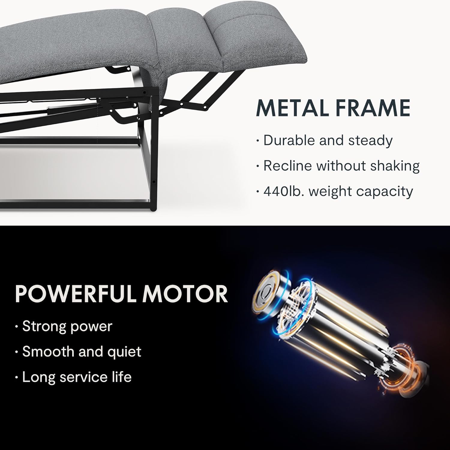 FLEXISPOT Elektrischer Relaxsessel mit verstellbarer Rückenlehne, Neigungswinkel 105° bis 155°, ergonomischer Relaxsessel für Schlafzimmer, Wohnzimmer und Heimkino (Dunkelgrau)