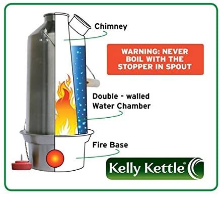 Ultimate Scout Kelly Kettle Kit, 1,2 Liter – Campingkocher aus Edelstahl, leichter Kessel mit Pfeife, Campingkocher zum Angeln, Jagen, Wandern und für Überlebensausflüge
