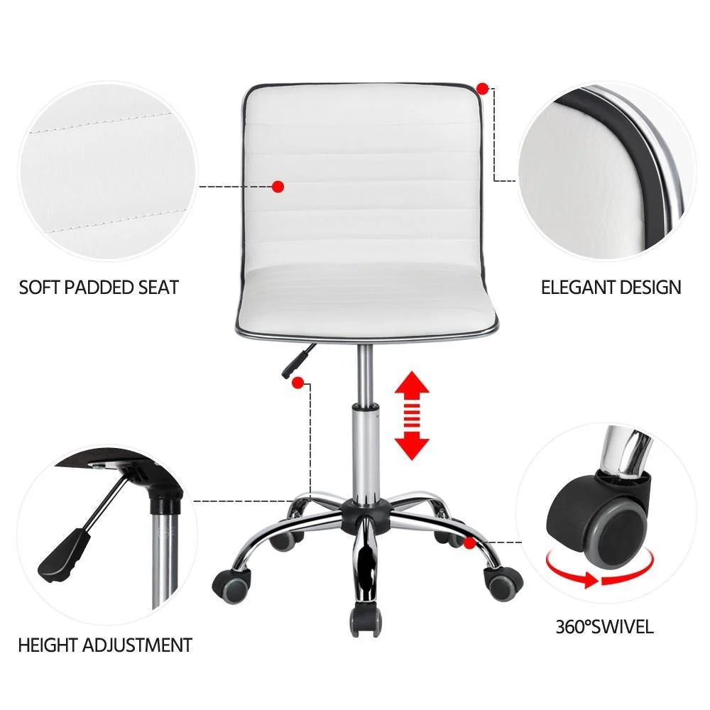 Yaheetech Bürostuhl aus PU-Leder. Niedrige Rückenlehne. Höhenverstellbar von 41,5 bis 56,5 cm.