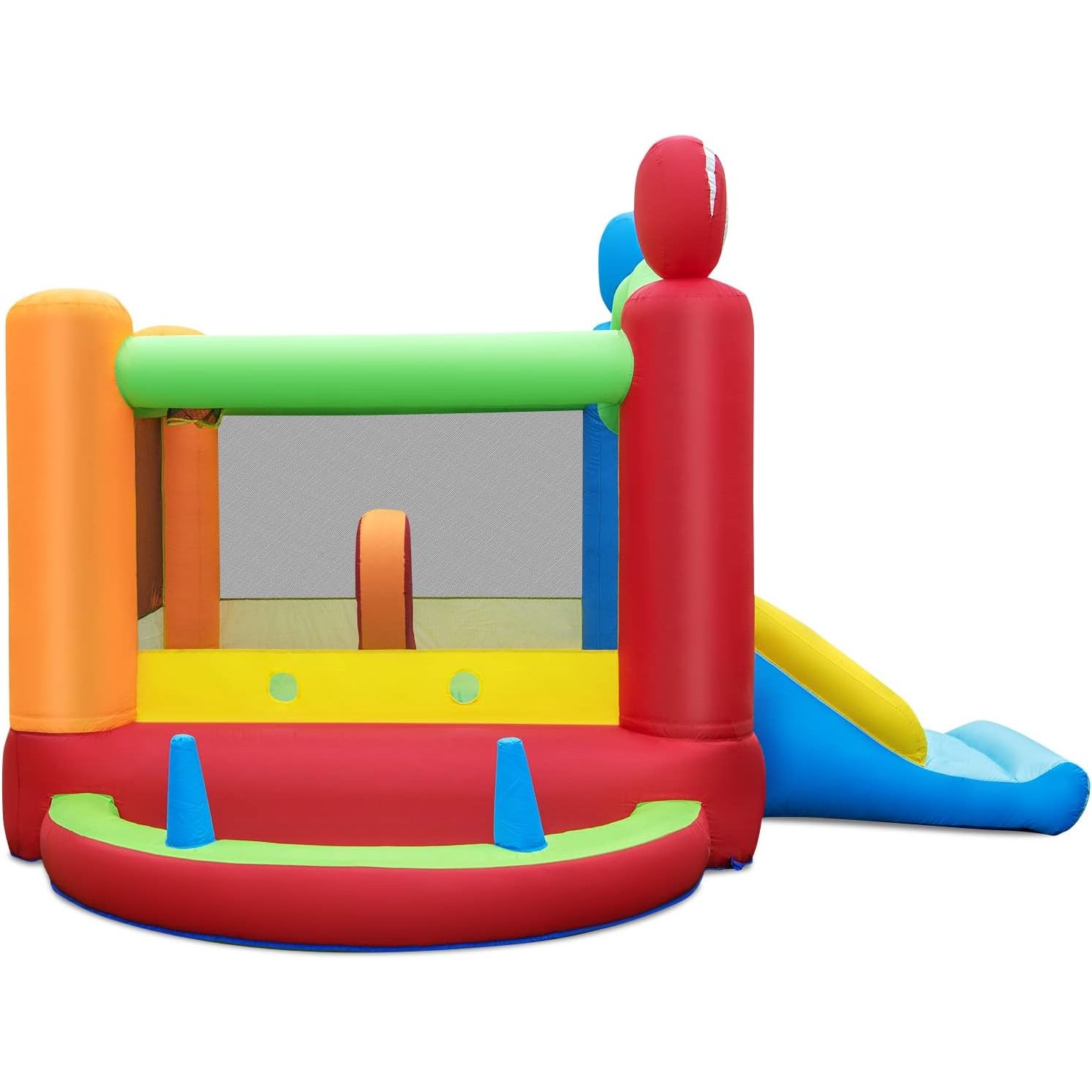 Aufblasbares Schloss, großes aufblasbares Schloss für Kinder ab 3 Jahren, Costway 385 x 355 x 245 cm