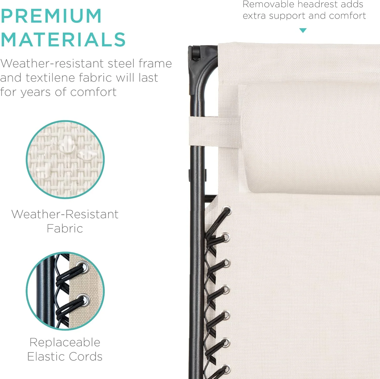 Bedste valg – Zero Gravity-lænestol til terrassen. Justerbar og foldbar udendørsstol med baldakin, nakkepude og sidebakke. Textilene – Påfugleblå