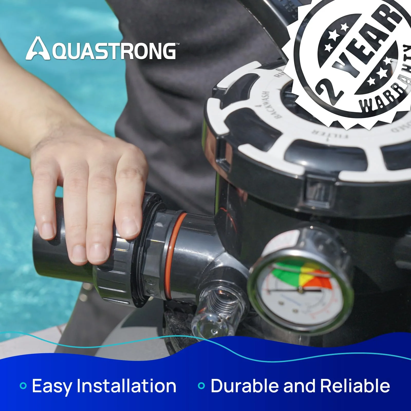 Pompes à filtre à sable 2025, 115 V. Puissance : 0,5 à 3 CV. Diamètre : 30 à 50 cm. Débit jusqu’à 33 400 l/h pour piscines jusqu’à 144 000 litres. Avec vanne à 6 voies.