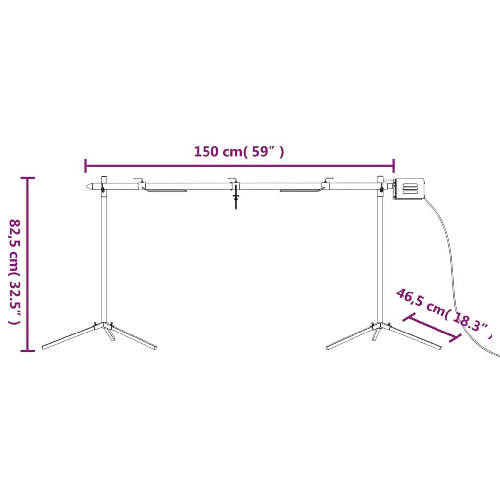 Barbecue automatique avec moteur en acier inoxydable 150 x 46,5 x 82,5 cm Vidaxl
