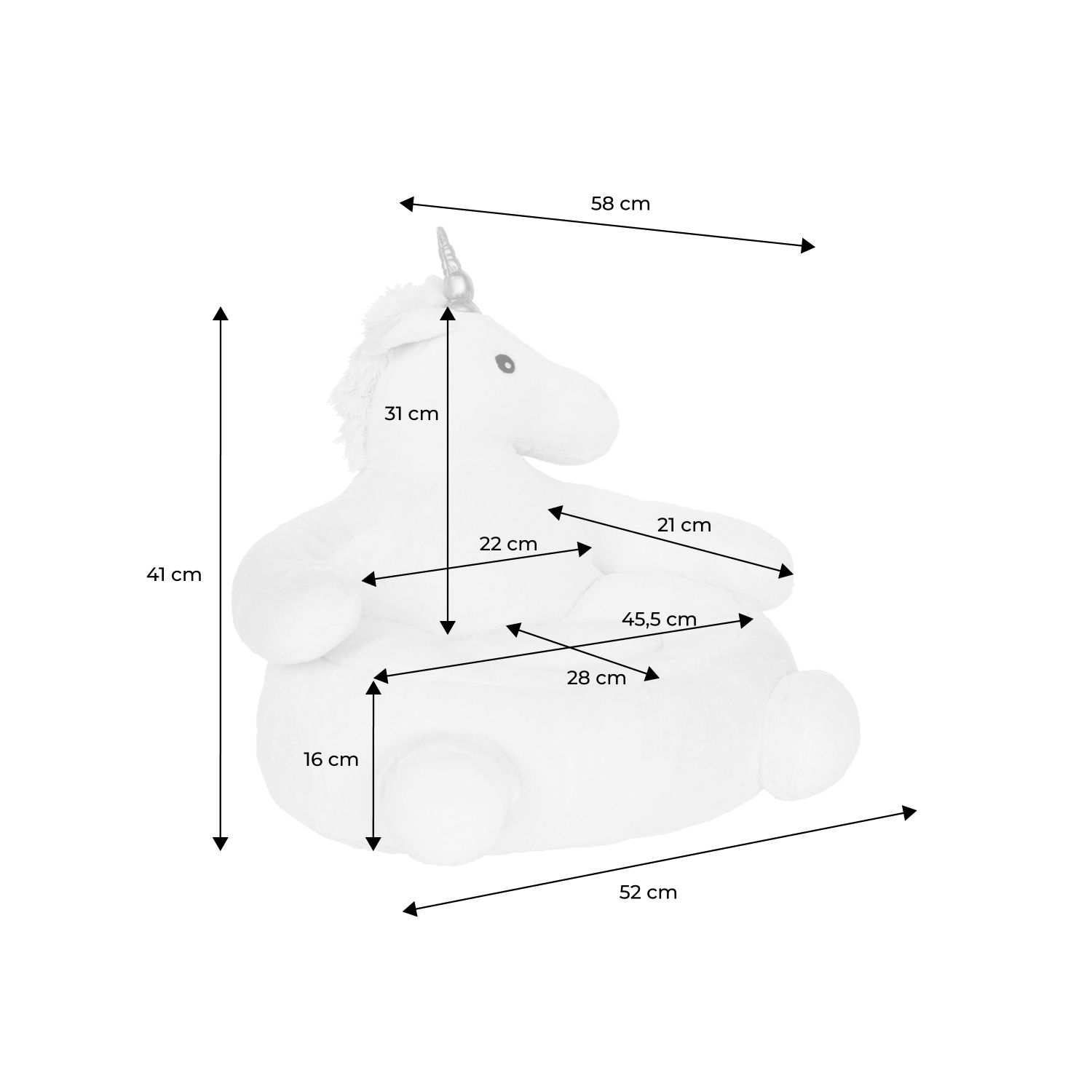 Enhjørningslænestol til børn, rosa / hvid