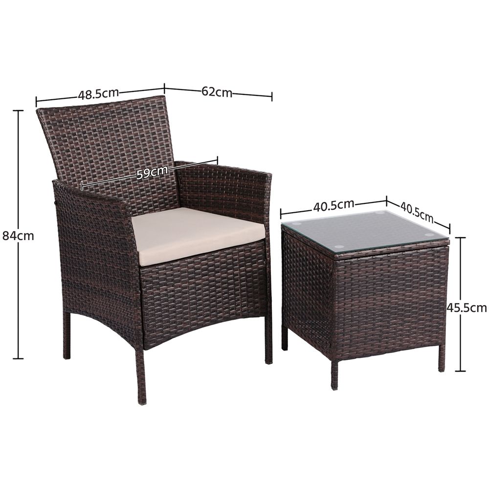 Braunes Gartenmöbelset mit Tisch und Stühlen für Balkon oder Garten