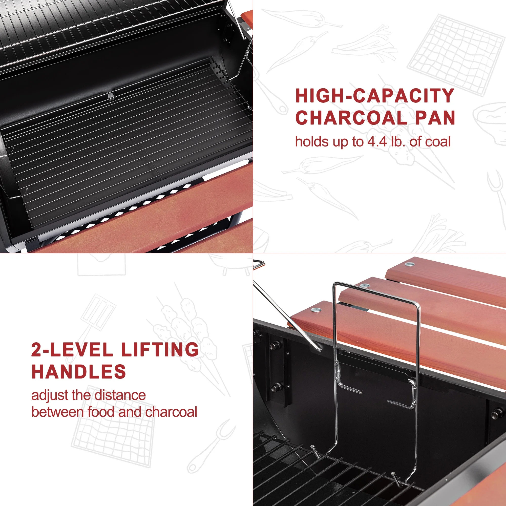 2025 Royal Gourmet CC1830W 76 cm kulgrill med siderøger