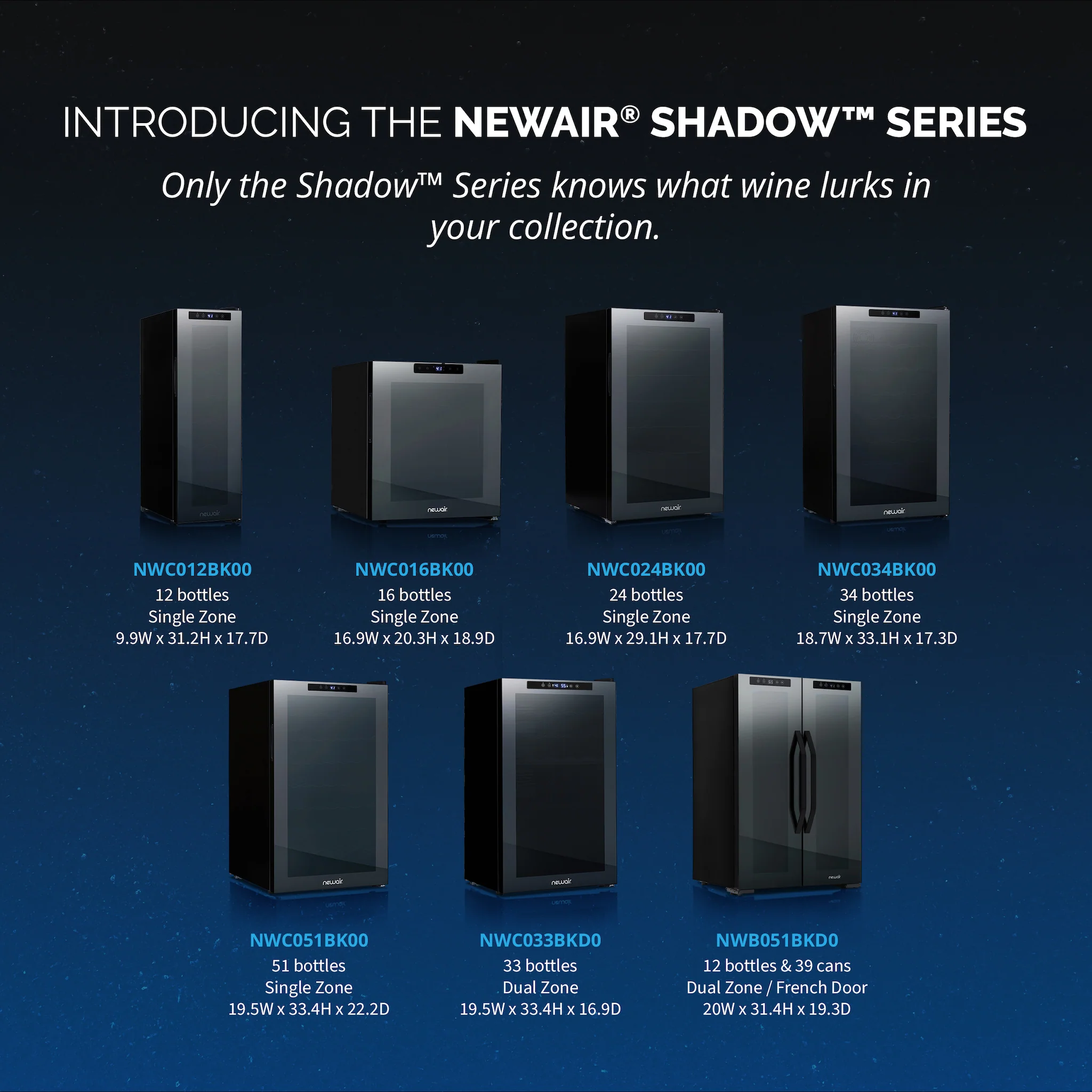 Newair® Weinkühlschrank, freistehend, Modelljahr 2025, Schwarz – 33 Flaschen. Zwei Temperaturzonen – 19,5