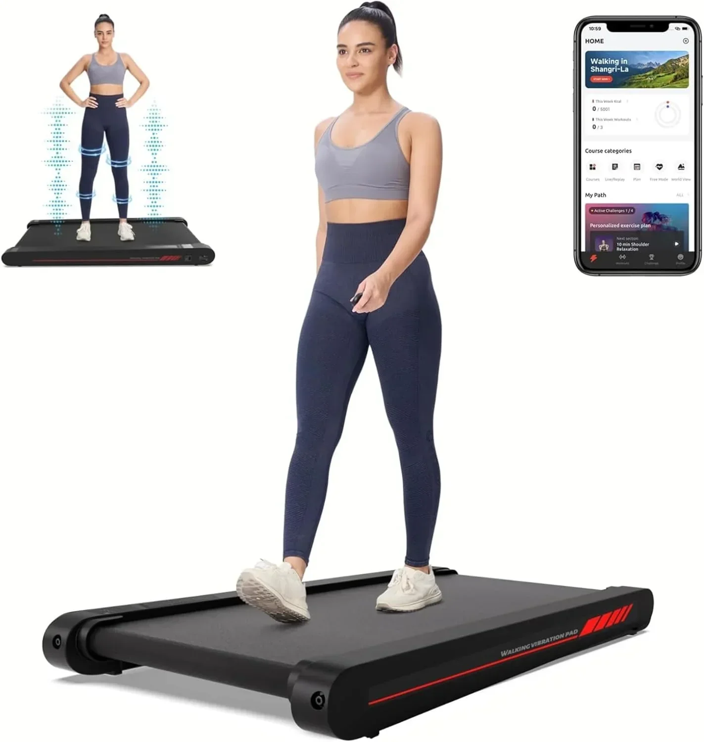 Walking Vibration Pad with APP, 3 in 1 Under Desk Treadmill, 2.5HP Low Noise Walking Treadmill Pad with Remote Control,Portable Treadmills for Home Office