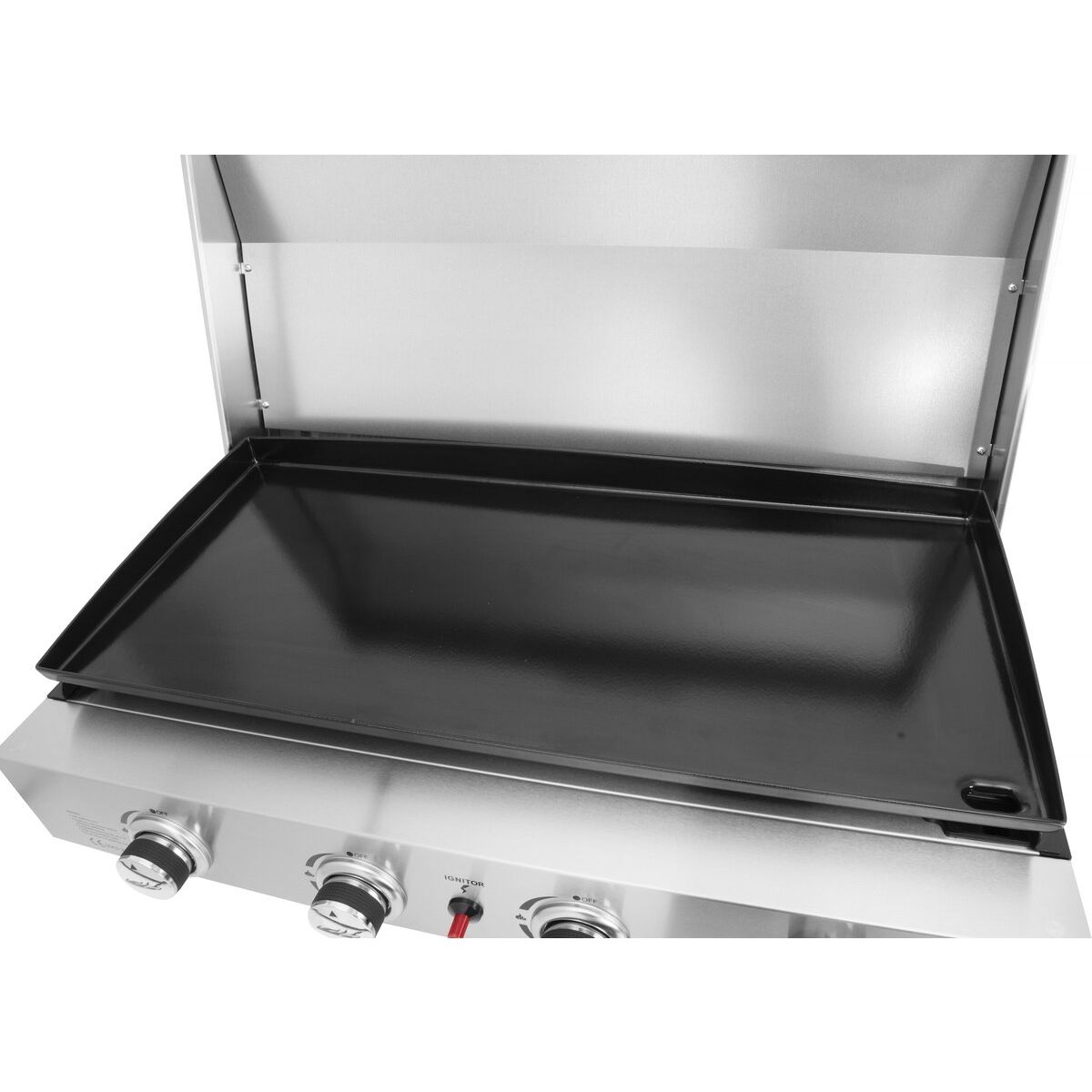 Gasgrillplatte mit 4 Brennern und Deckel „fasto“ – 10 kW – Grau