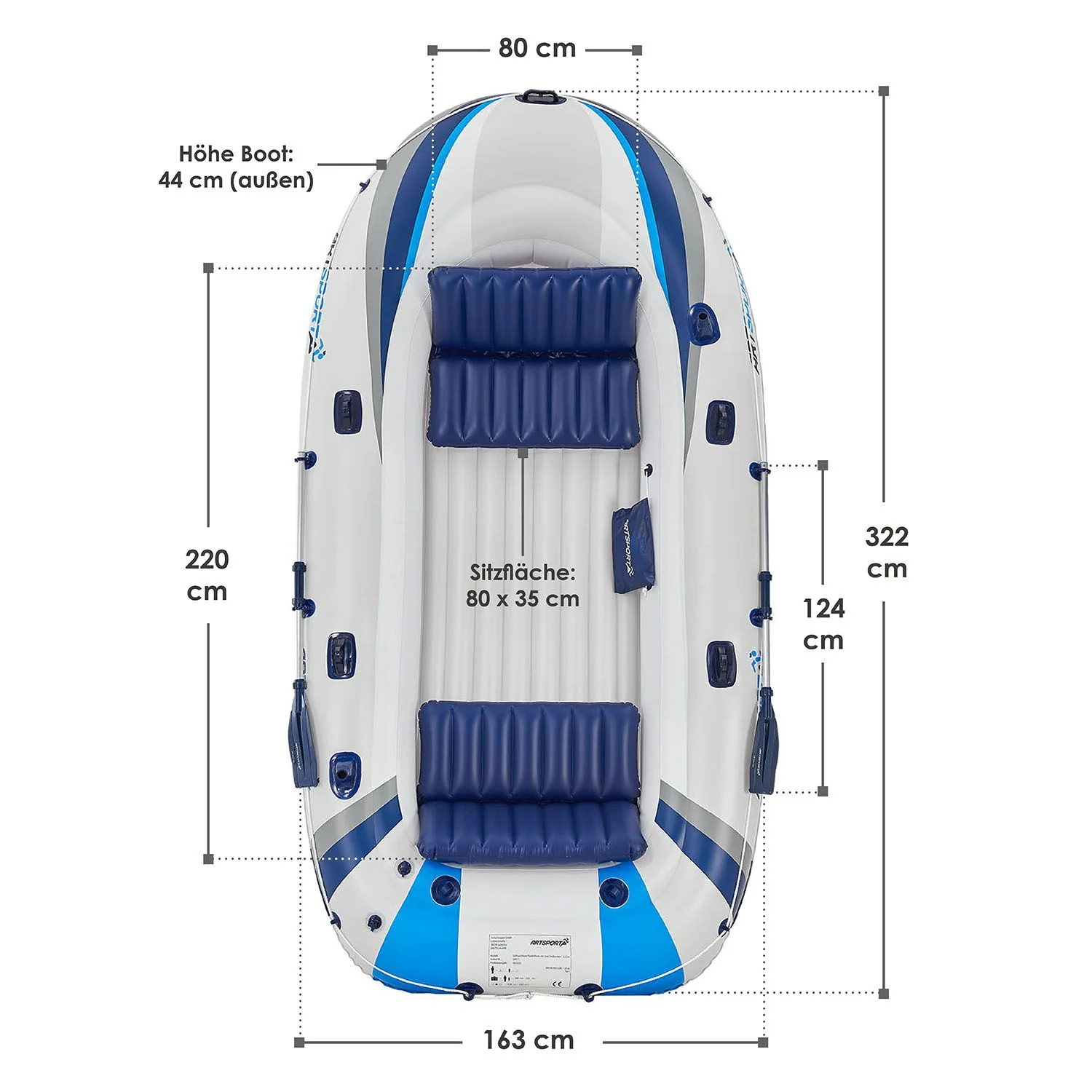 Schlauchboot 2025 mit zwei Bänken – 3,22 m