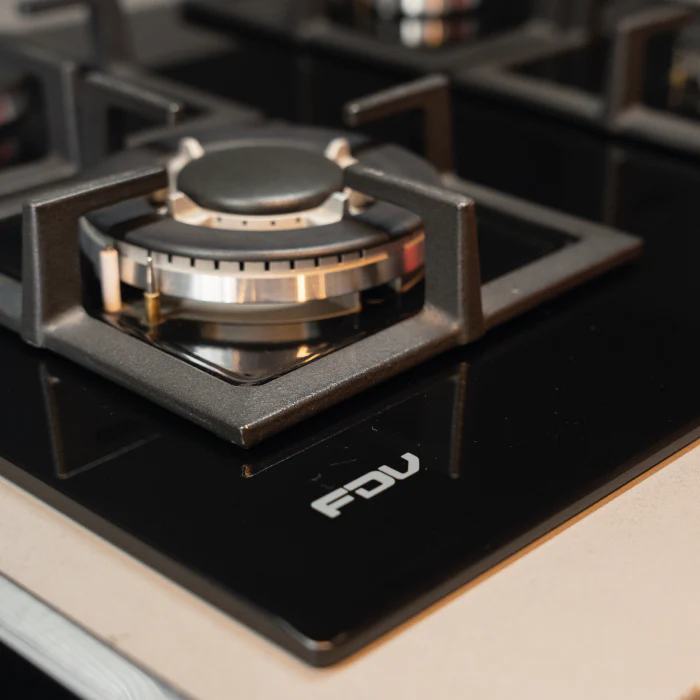 Plaque de cuisson à gaz FDV 2025, 4 brûleurs, 60 cm, noire