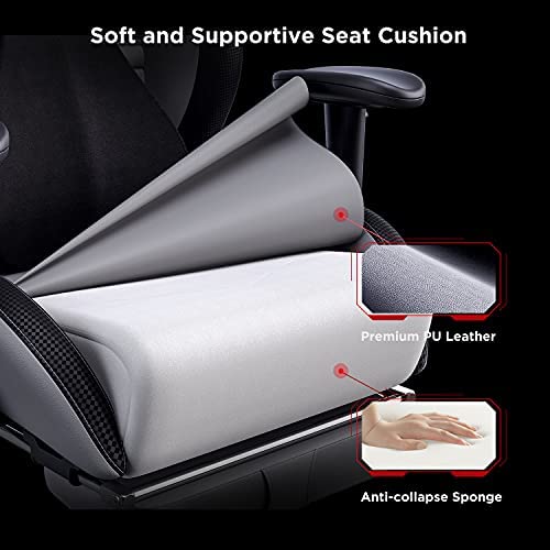 AutoFull Gaming-Bürostuhl mit ergonomischer Lendenwirbelstütze, Rennstil, PU-Leder, hoher Rückenlehne, verstellbarer Drehstuhl