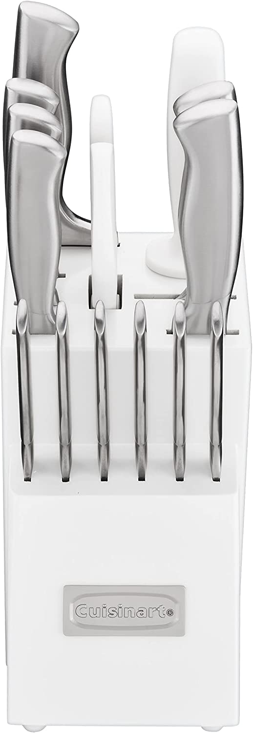 Cuisinart C77SS-15PK 15-teiliges Küchenblock-Set mit hohlen Edelstahlgriffen, strahlend weiß