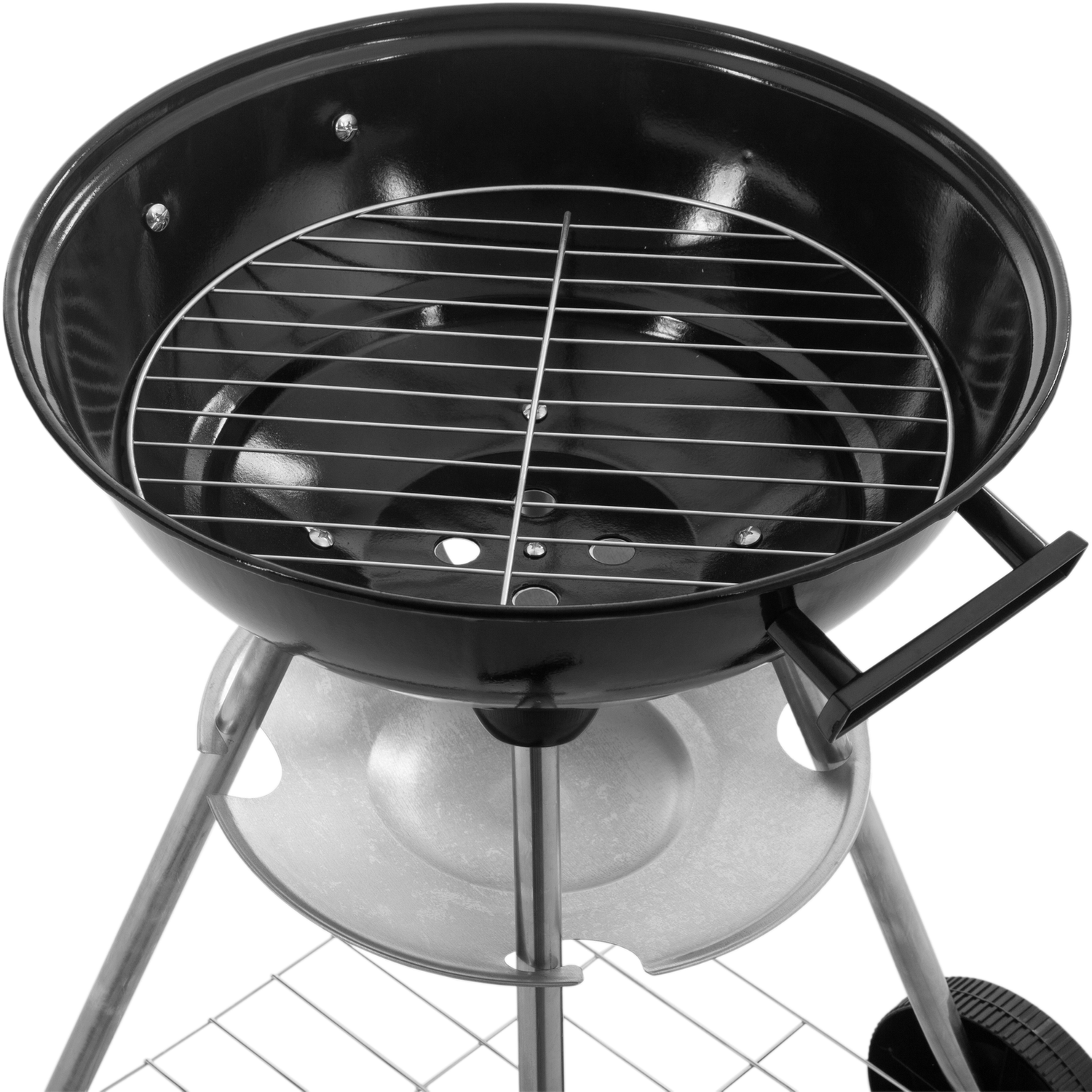 Primematik - 41x70cm Runder Holzkohlegrill mit Deckel und Rädern BBQ Grill für Garten und Camping Kh51000